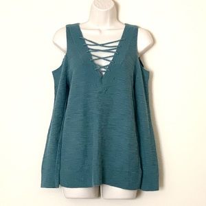 Express Two-Way Lace-Up Tunic Sweater